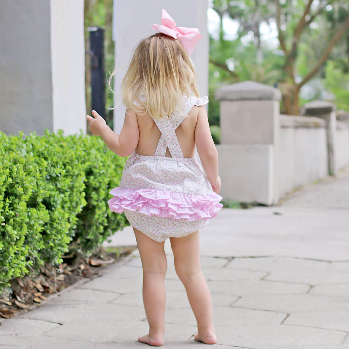 Sweet Rose Pink Floral Ruffle Bubble