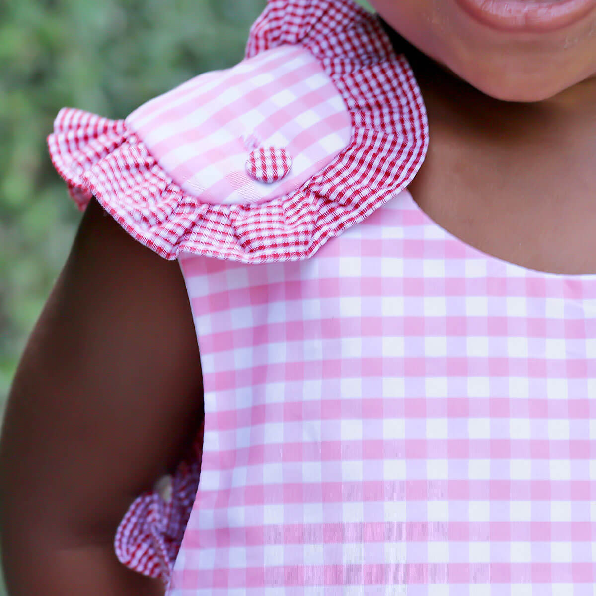 Apple Light Pink Gingham Popover Set