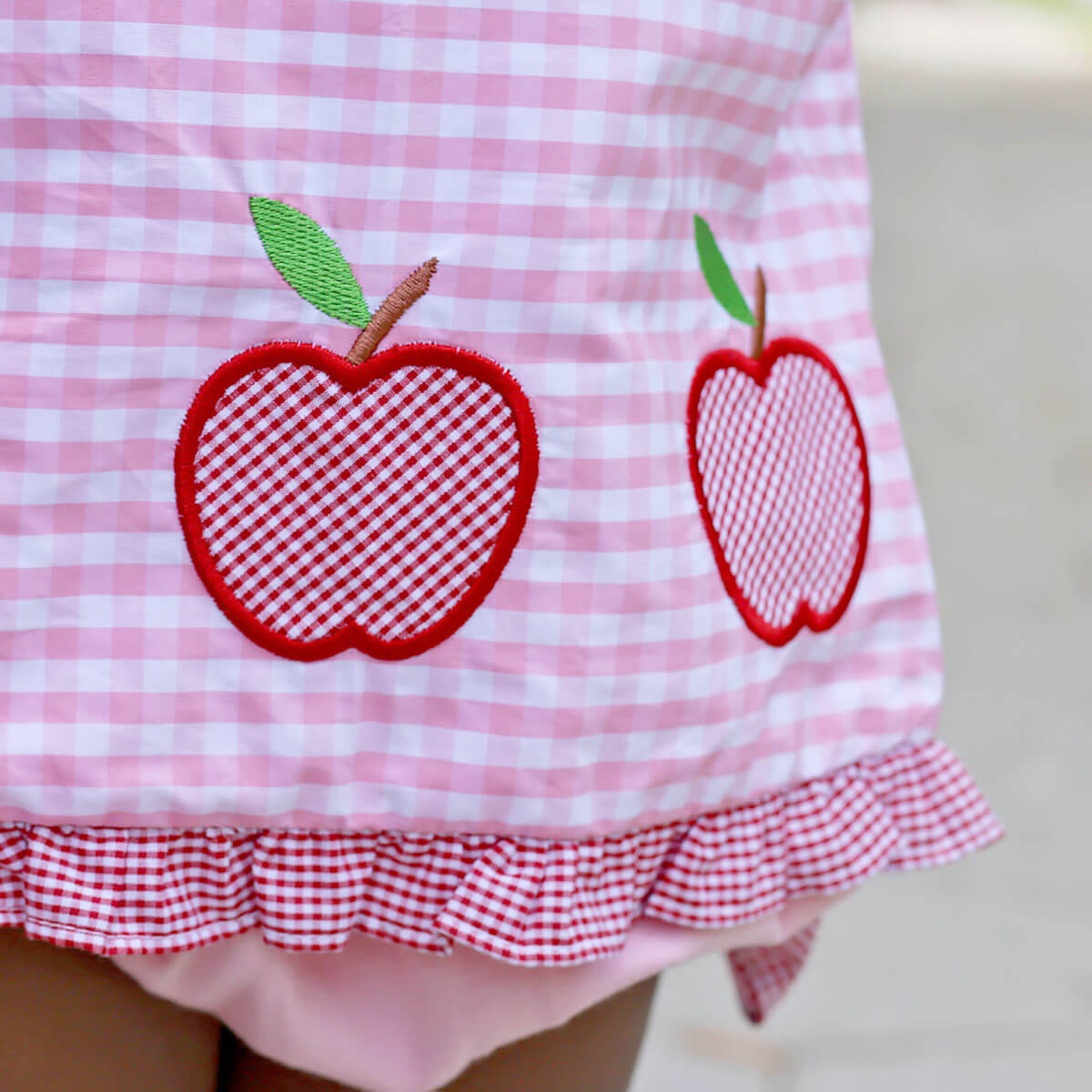 Apple Light Pink Gingham Popover Set