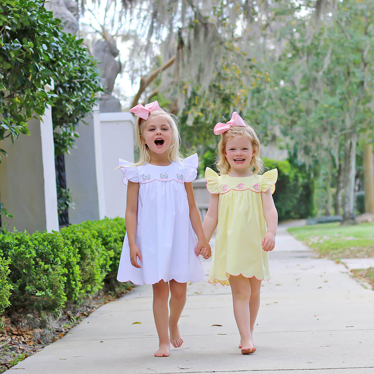 Floral Eggs White Scalloped Amelia Dress