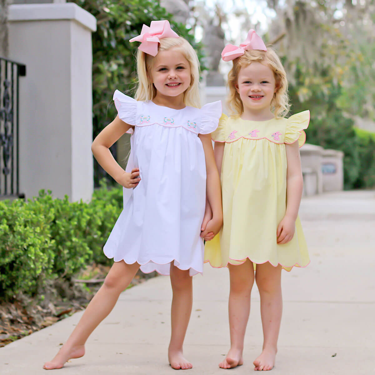 Floral Eggs White Scalloped Amelia Dress