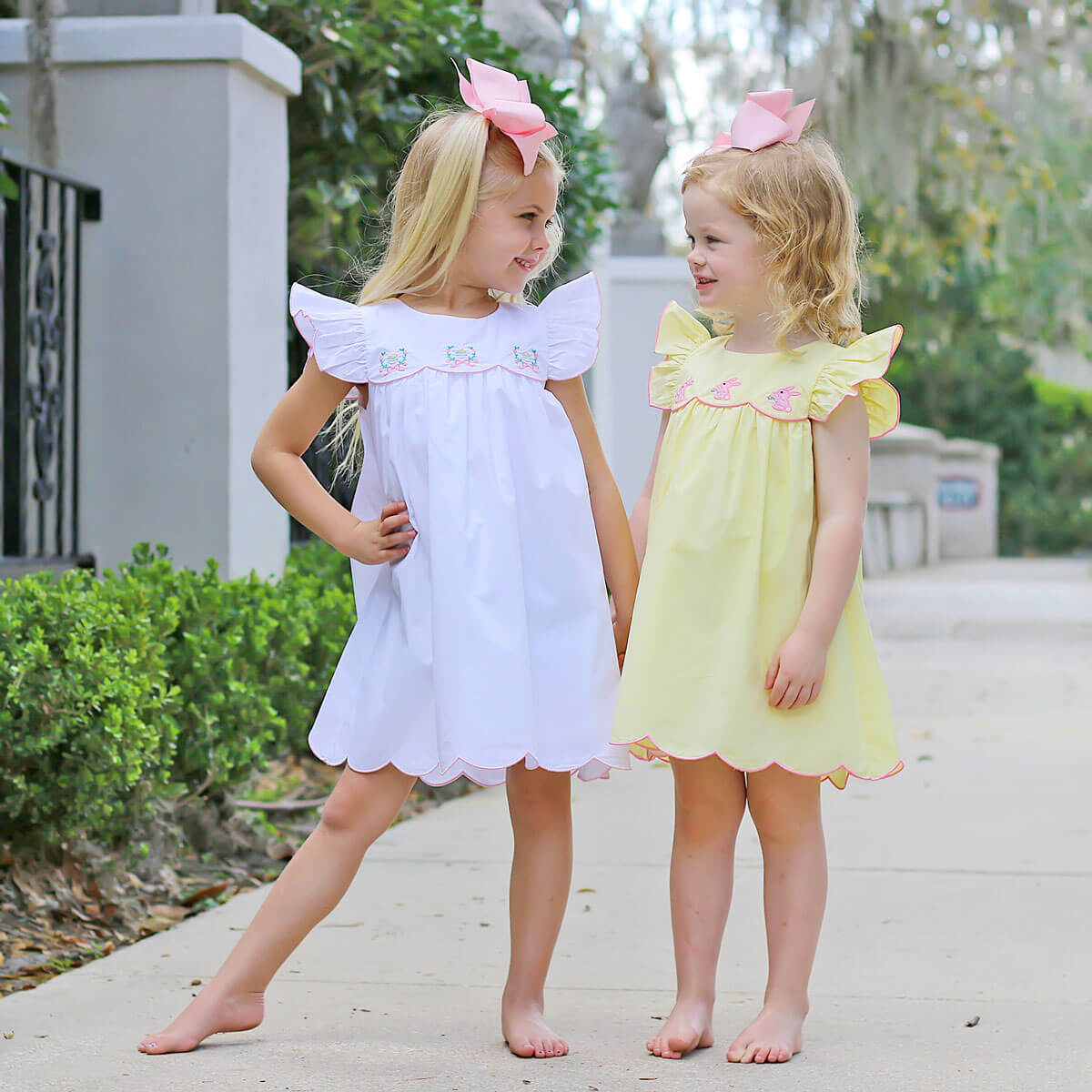 Floral Eggs White Scalloped Amelia Dress