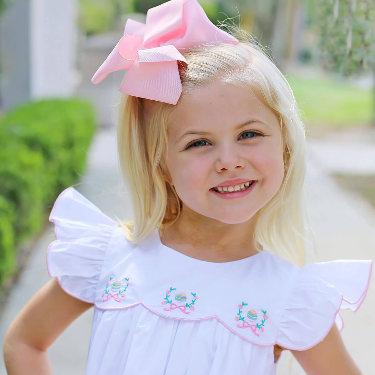 Floral Eggs White Scalloped Amelia Dress