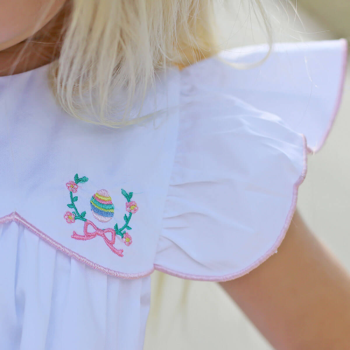 Floral Eggs White Scalloped Amelia Dress