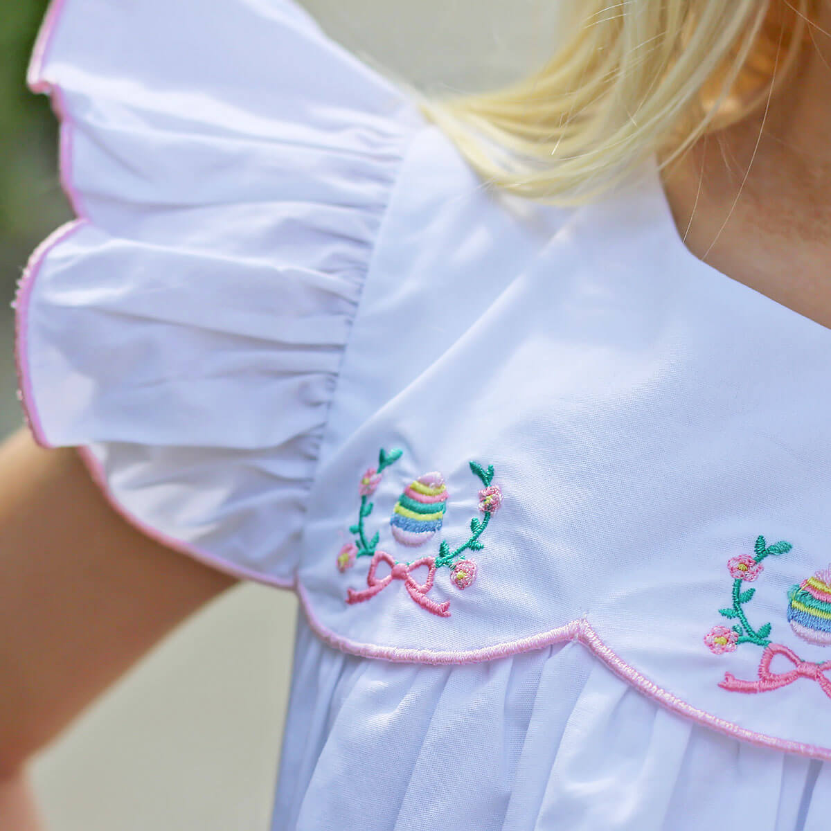 Floral Eggs White Scalloped Amelia Dress