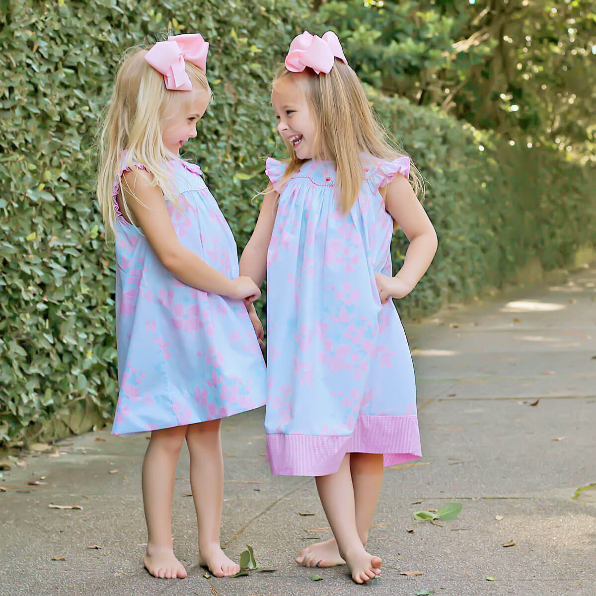 Blue Floral Bunny Smocked Dress