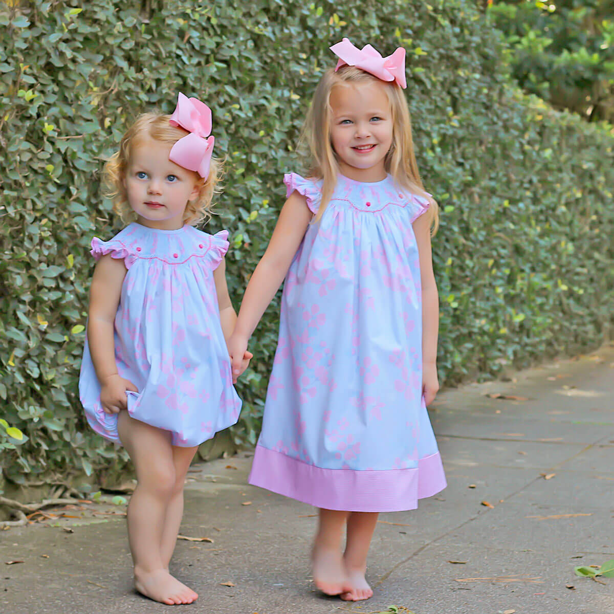 Blue Floral Bunny Smocked Dress