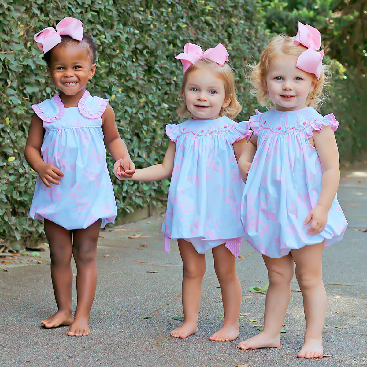 Blue Floral Bunny Smocked Bloomer Set
