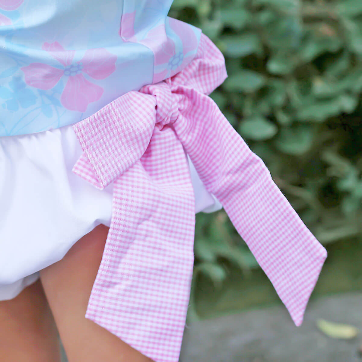 Blue Floral Bunny Smocked Bloomer Set