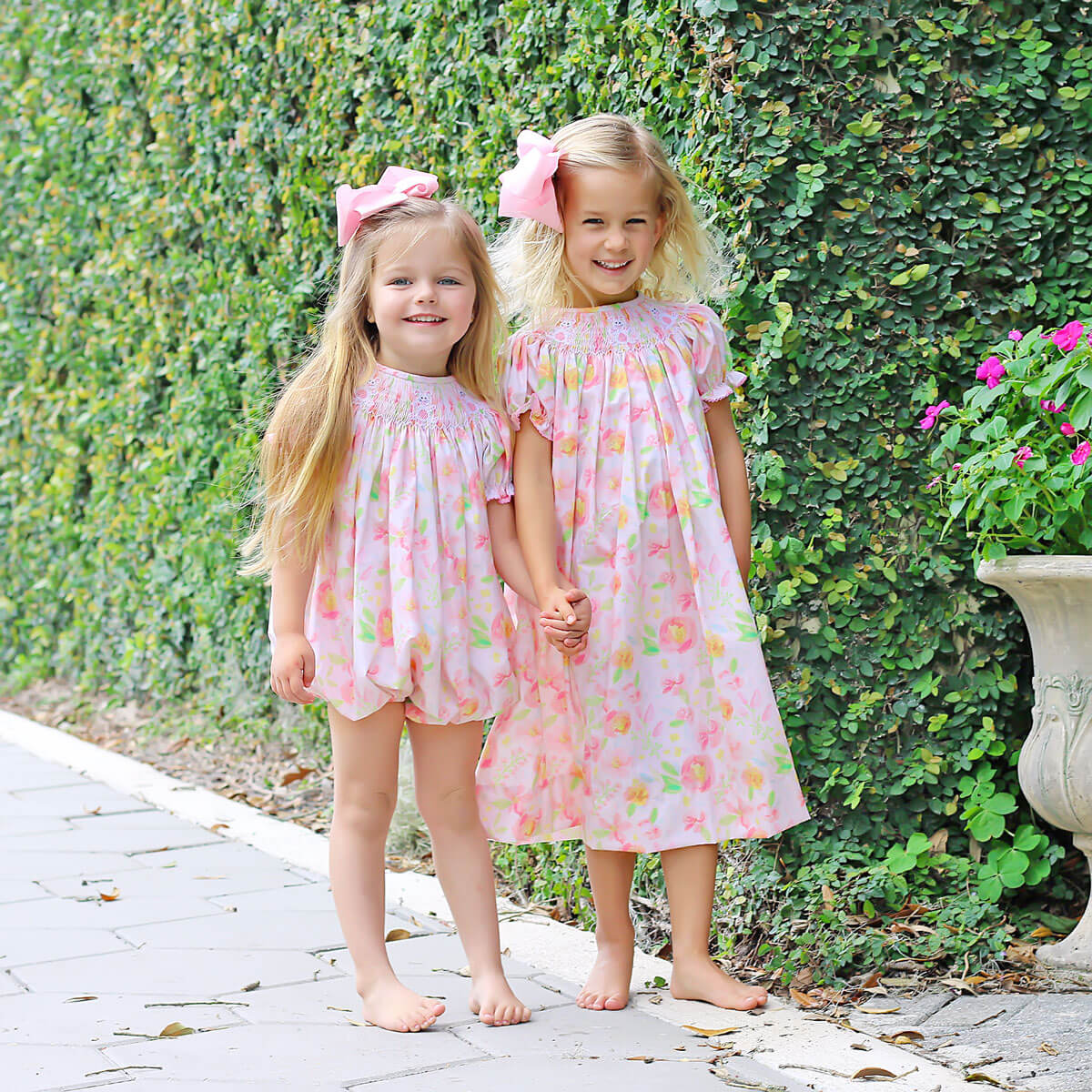 Bunny Smocked Peony Floral Bishop Bubble