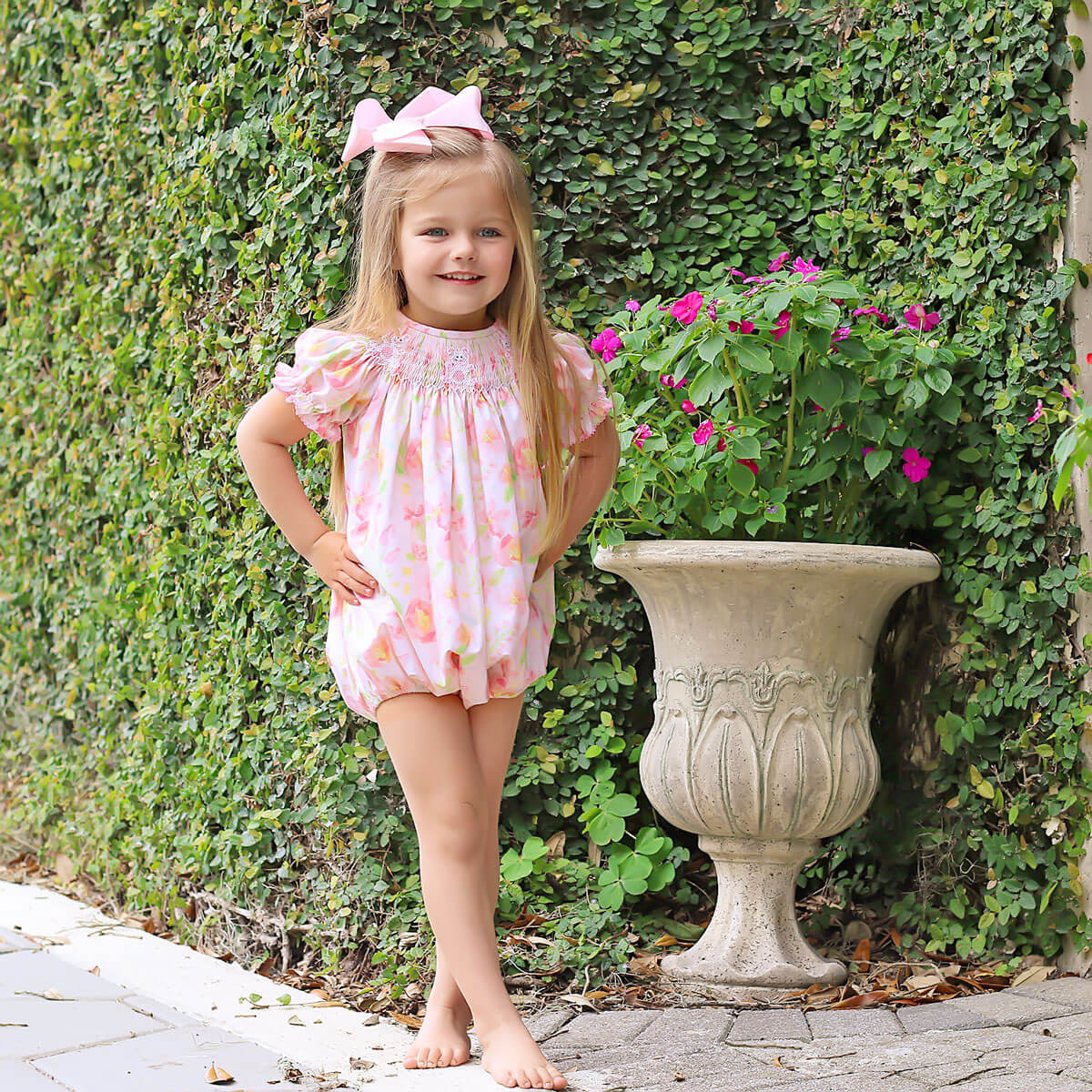 Bunny Smocked Peony Floral Bishop Bubble