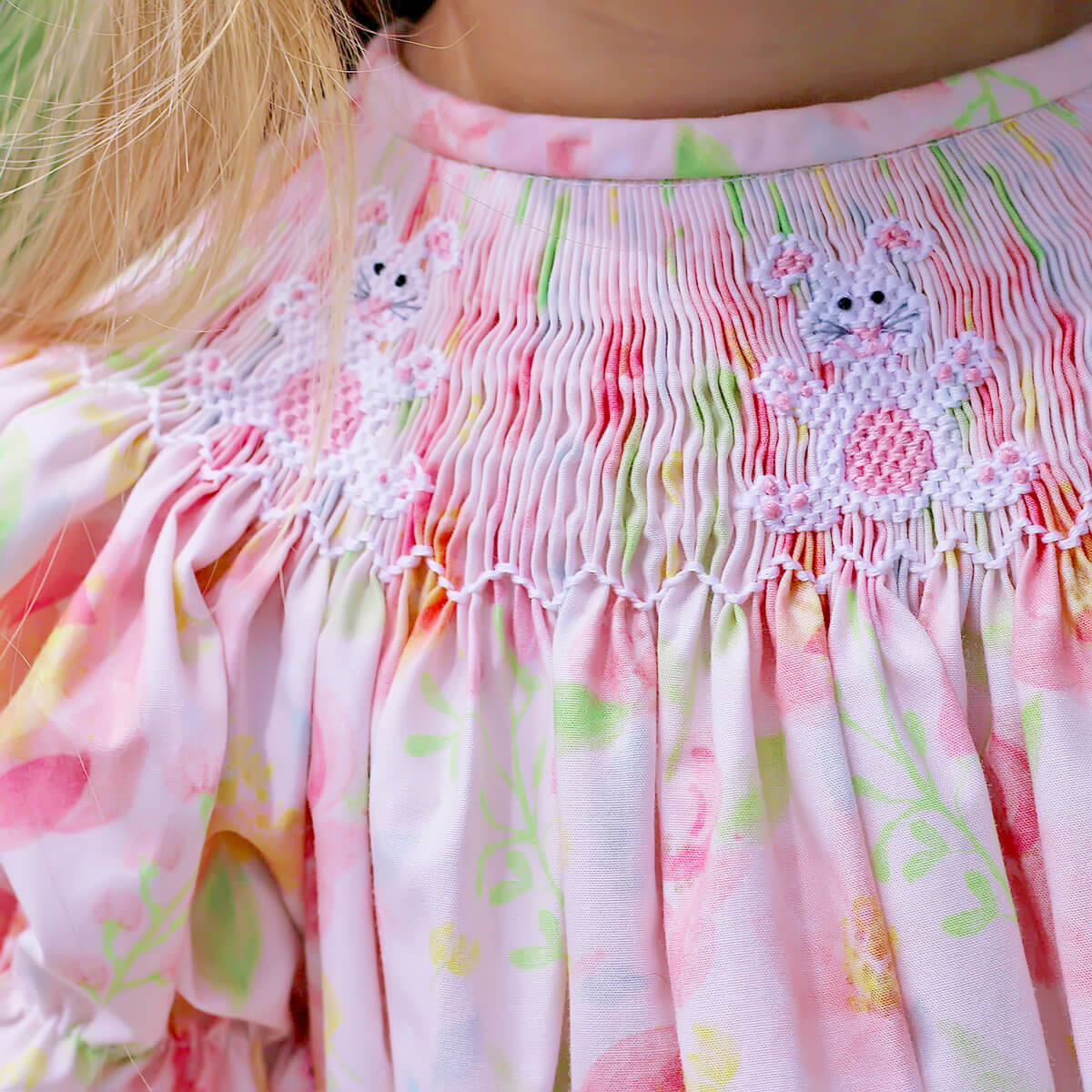 Bunny Smocked Peony Floral Bishop Bubble