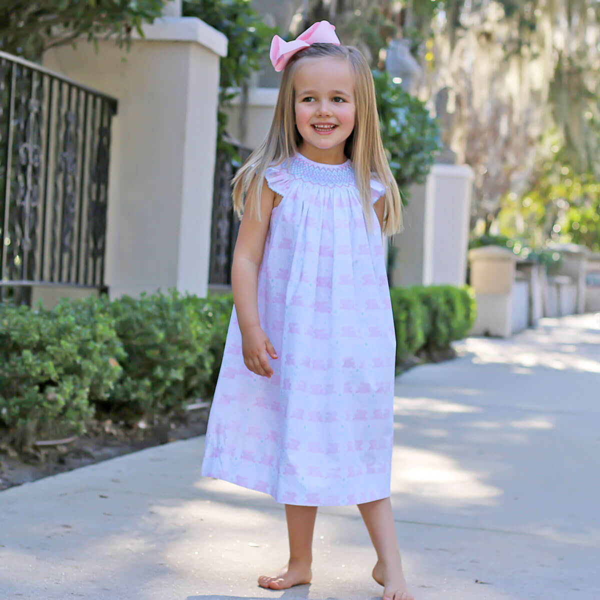 Geometric Smocked Bunny Bloom Dress