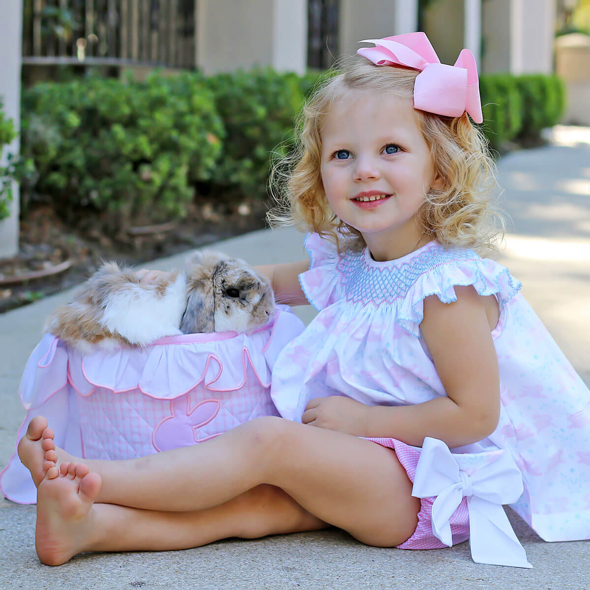 Geometric Smocked Bunny Bloom Bloomer Set