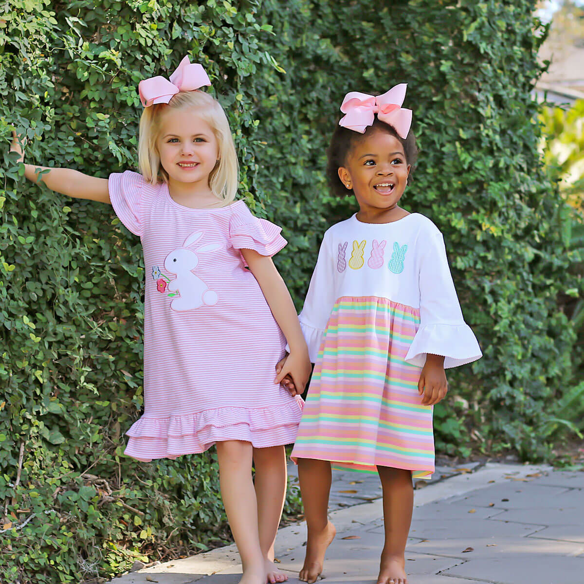 Flower Bunny Pink Stripe Milly Dress