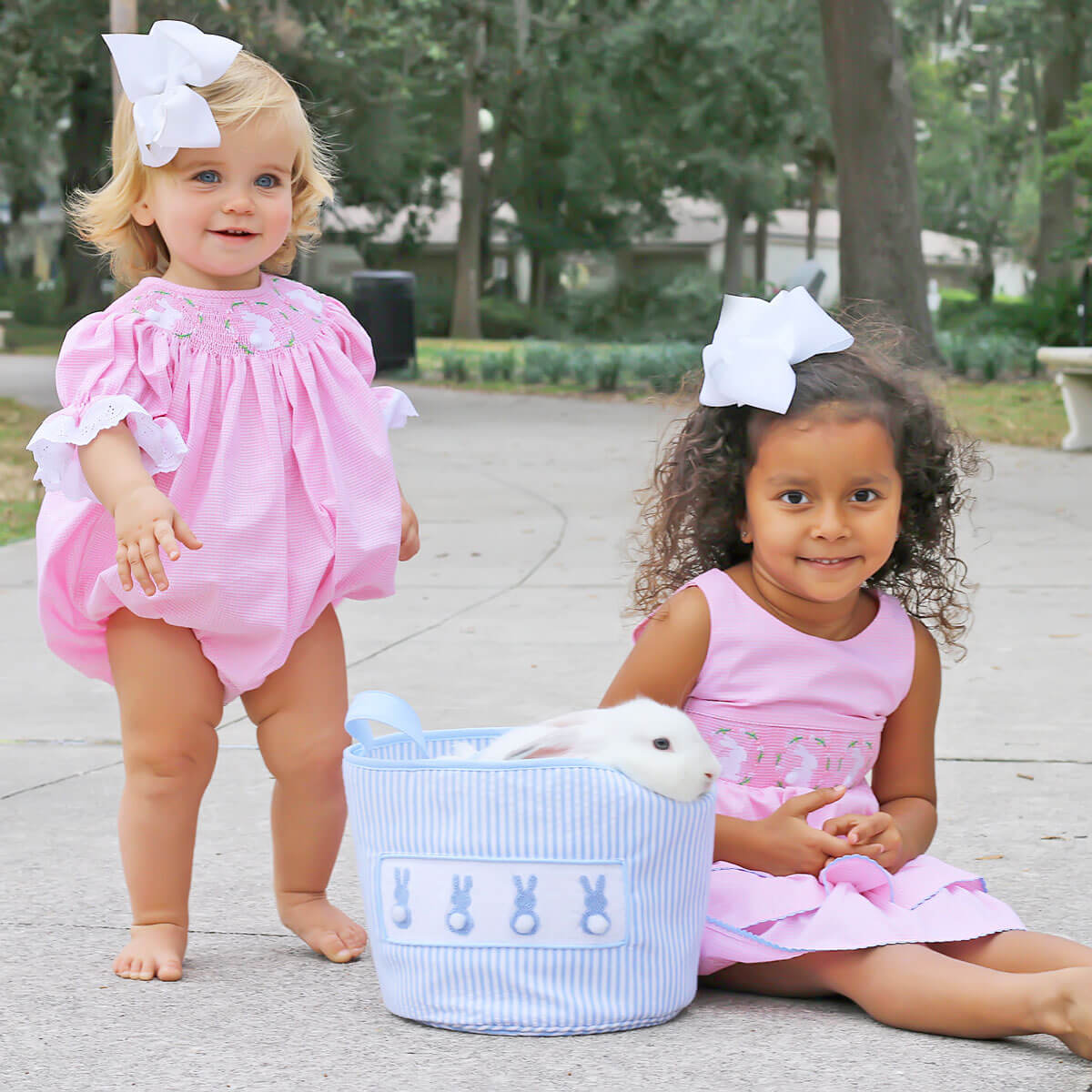 Bunny Wreath Smocked Tiered Dress