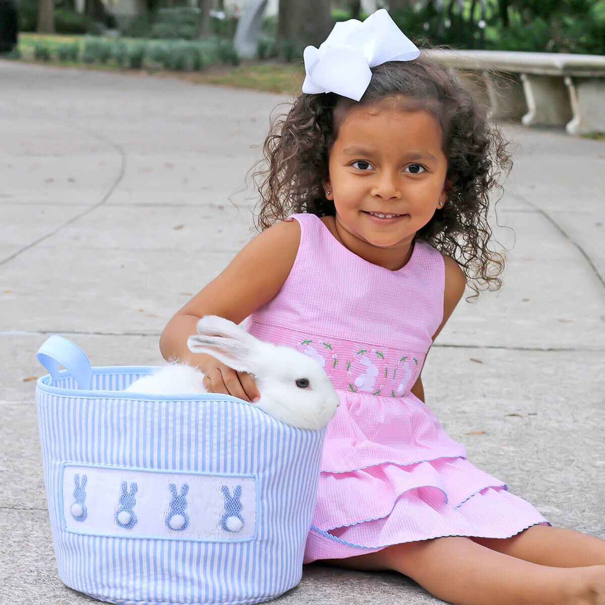 Bunny Wreath Smocked Tiered Dress