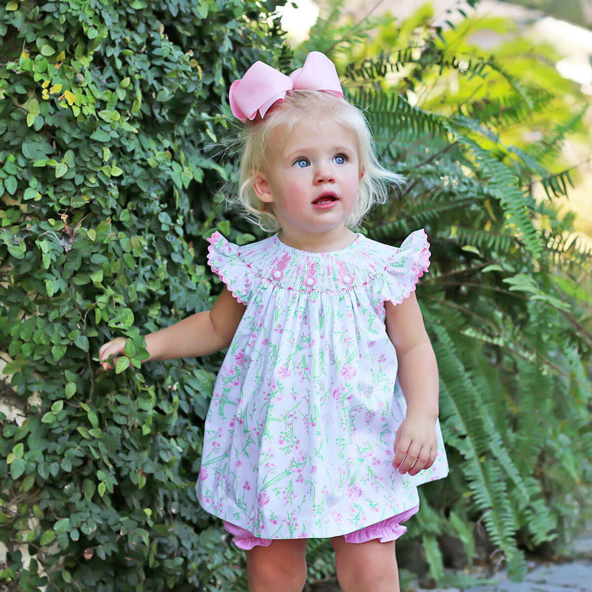 Bunny Smocked Spring Floral Bloomer Set