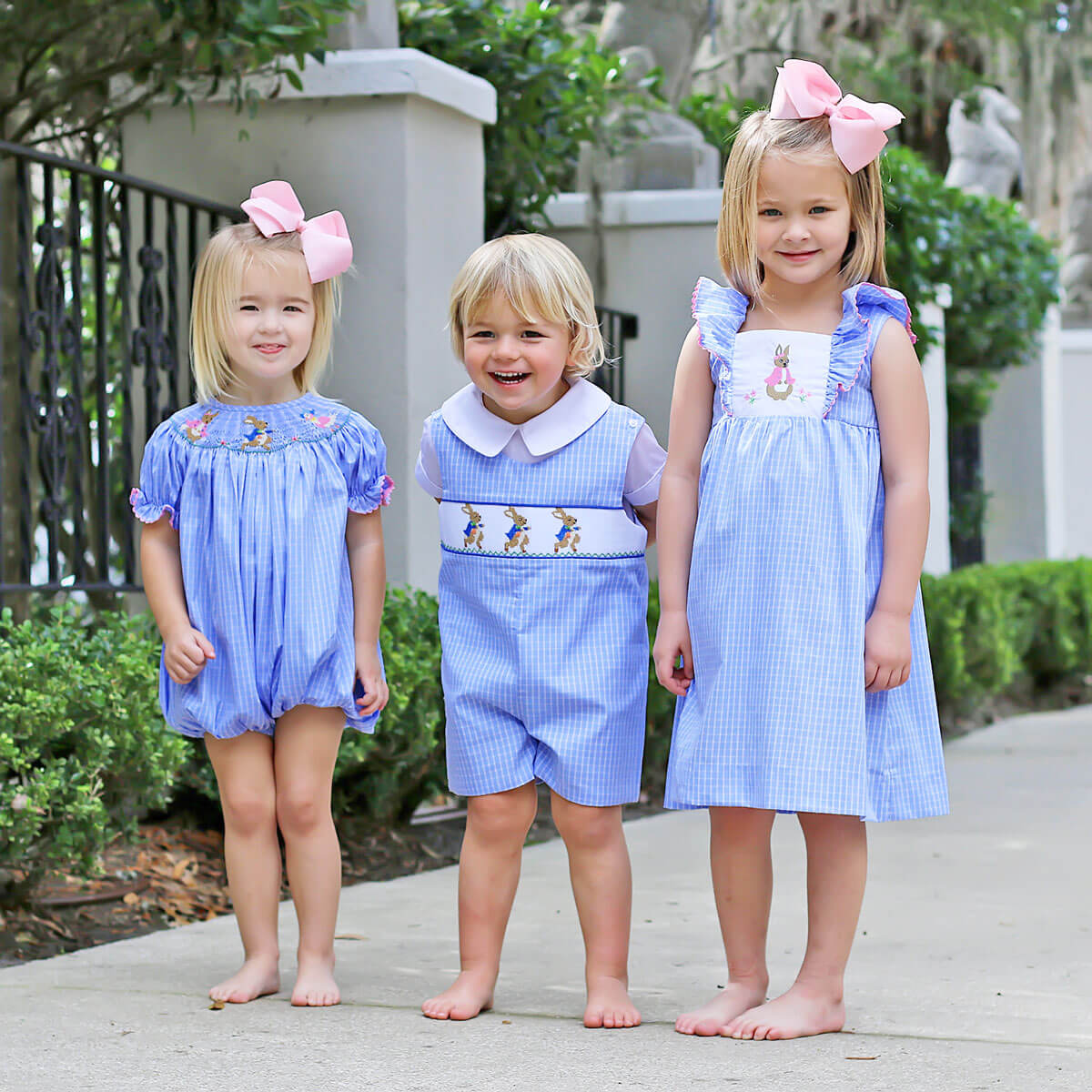 Storybook Blue Windowpane Waterfall Dress