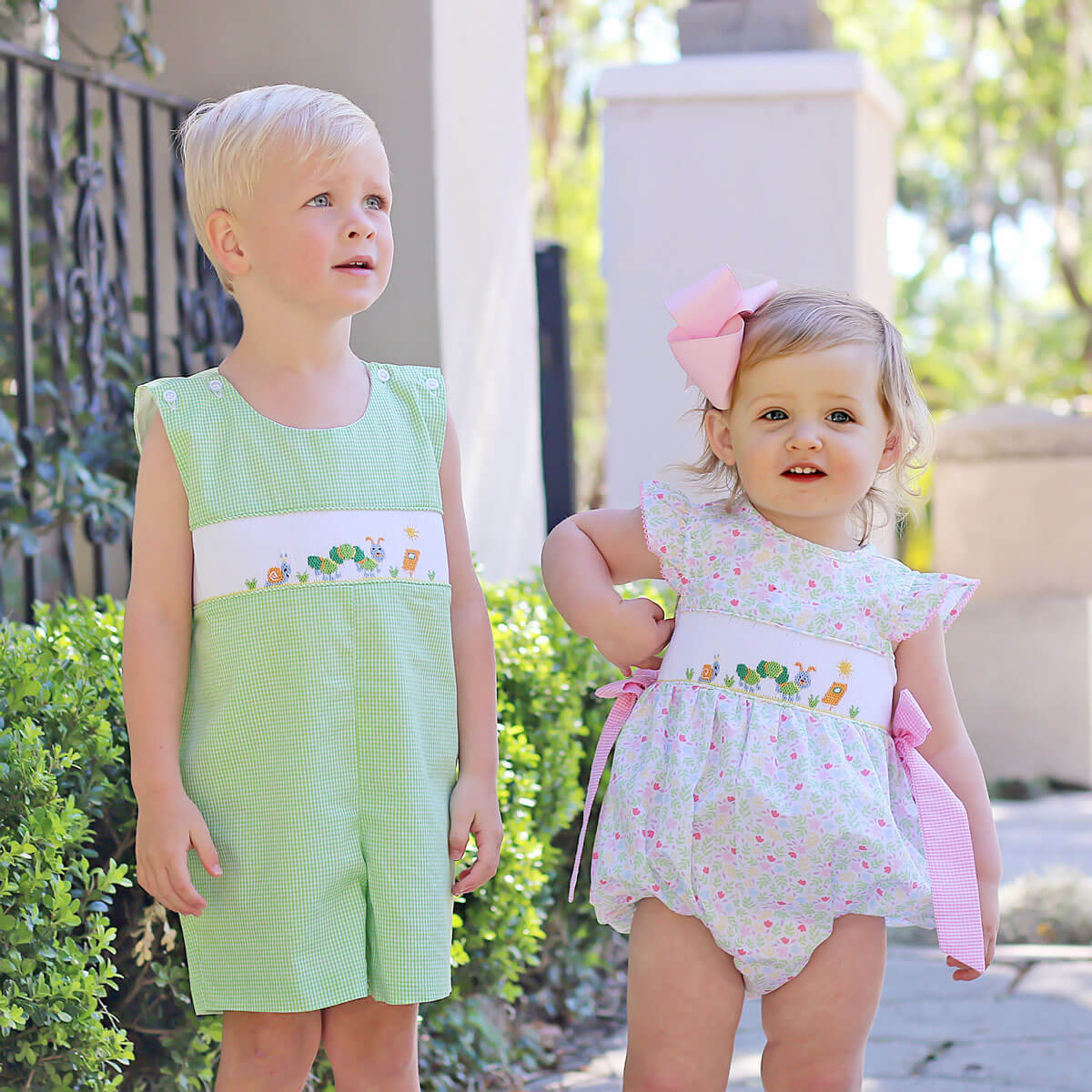 Spring Caterpillar Smocked Lime Green Jon Jon