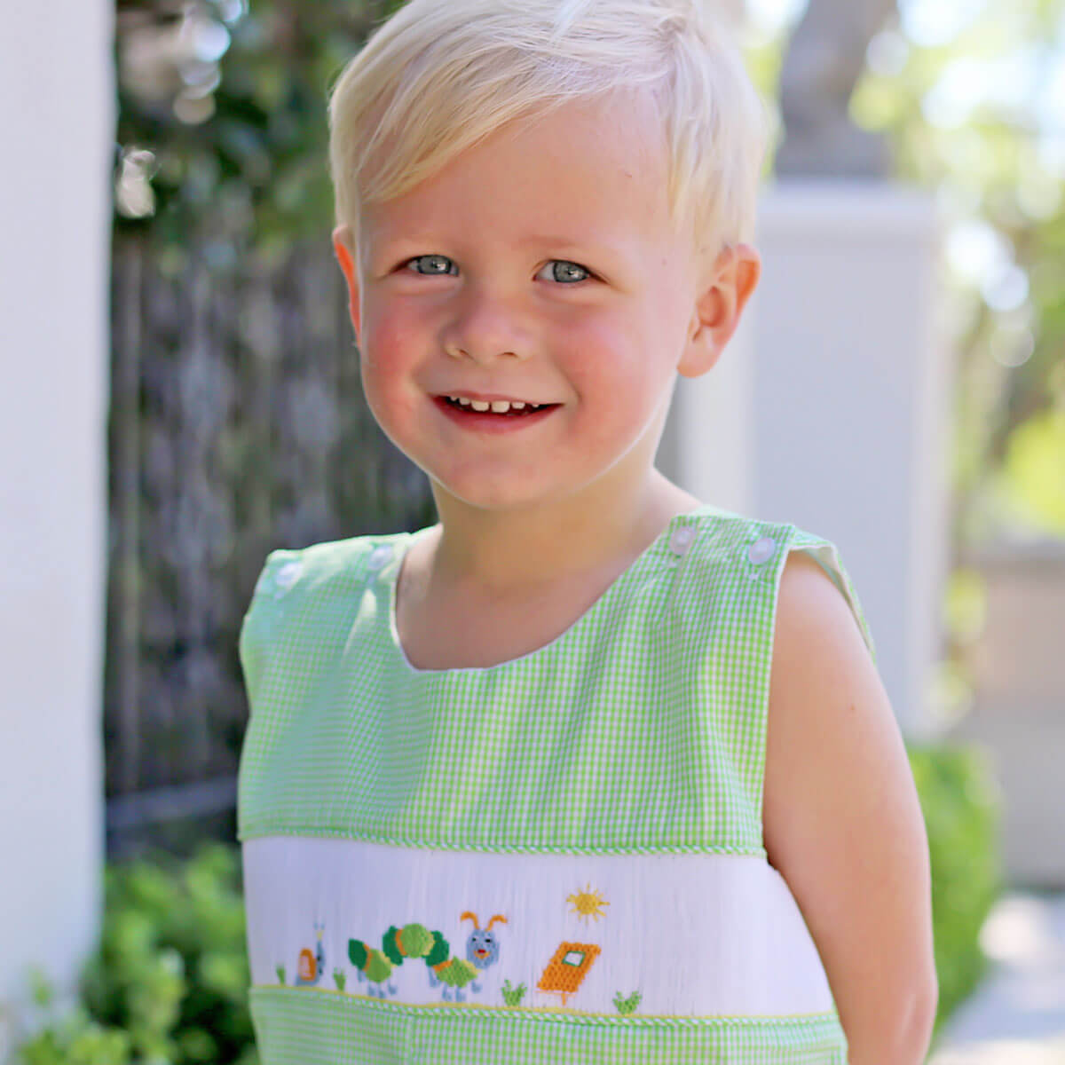Spring Caterpillar Smocked Lime Green Jon Jon