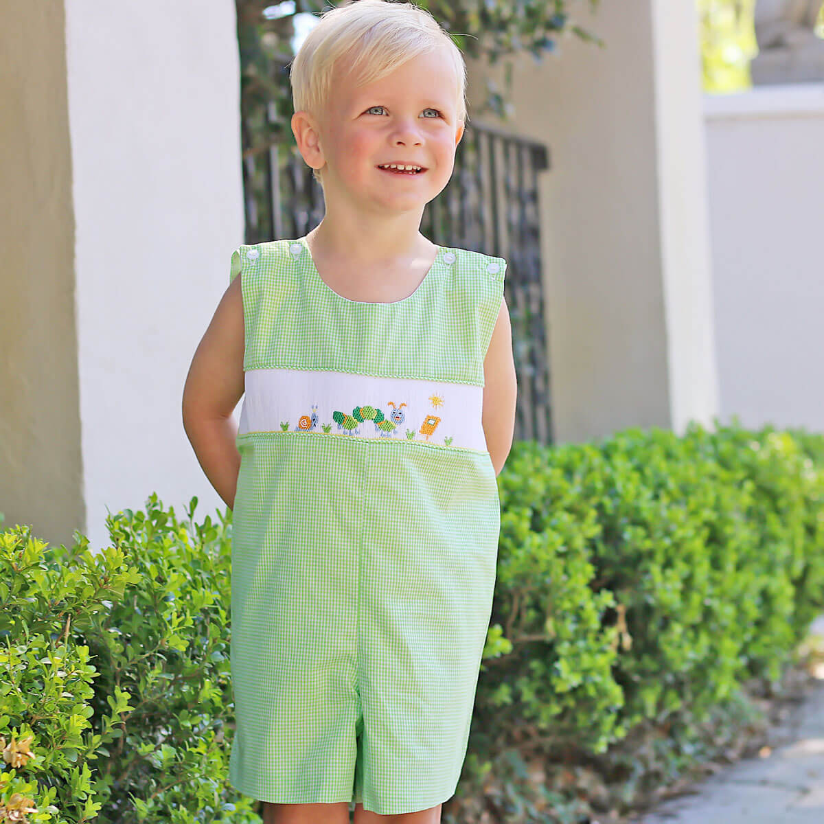 Spring Caterpillar Smocked Lime Green Jon Jon