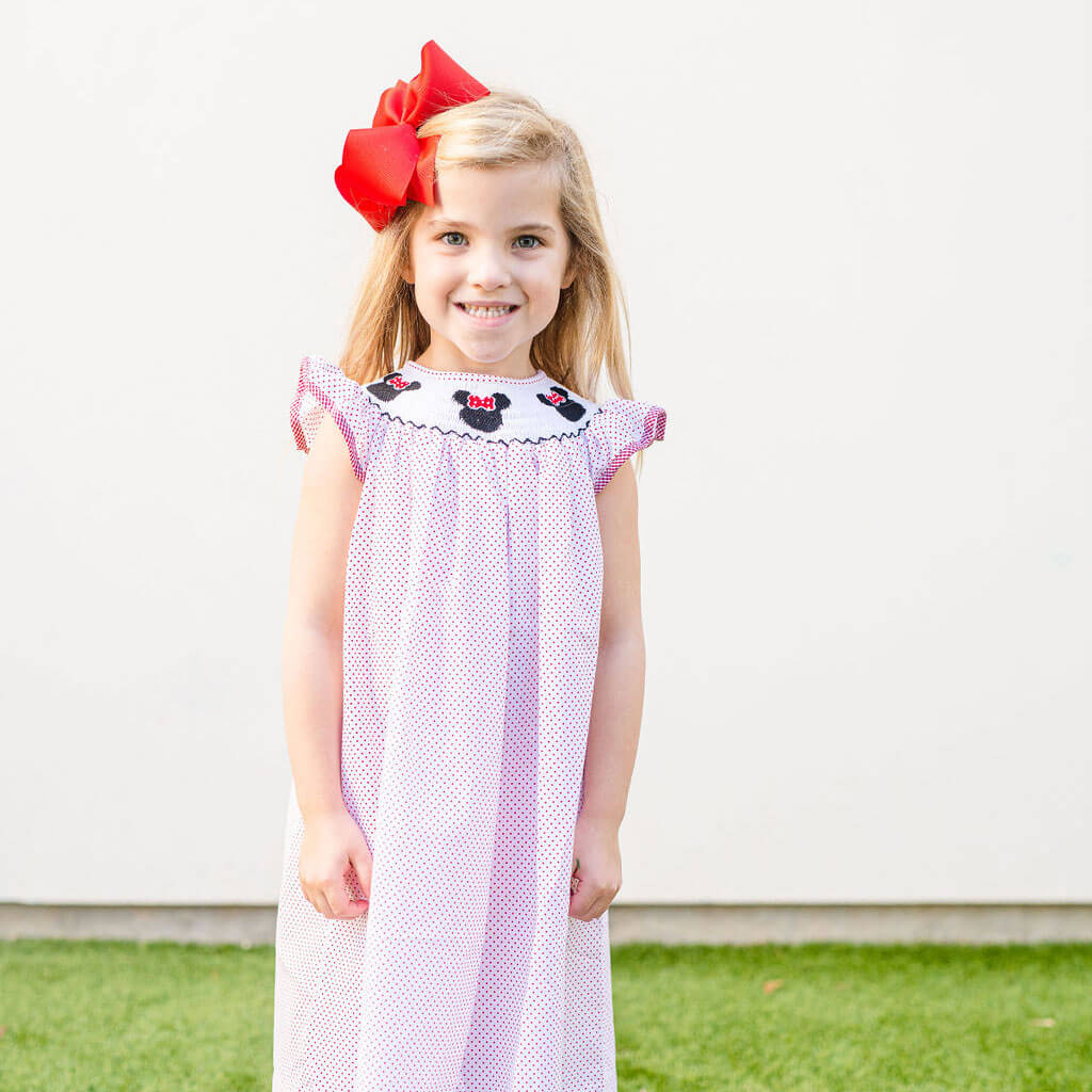 Mouse Ears Smocked Dress Red Dot