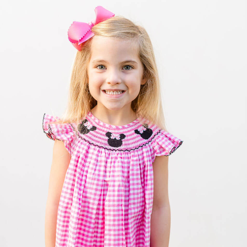 Mouse Ears Smocked Pink Dress