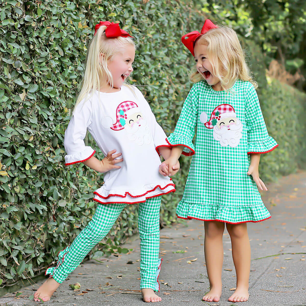 Happy Santa White and Green Milly Legging Set