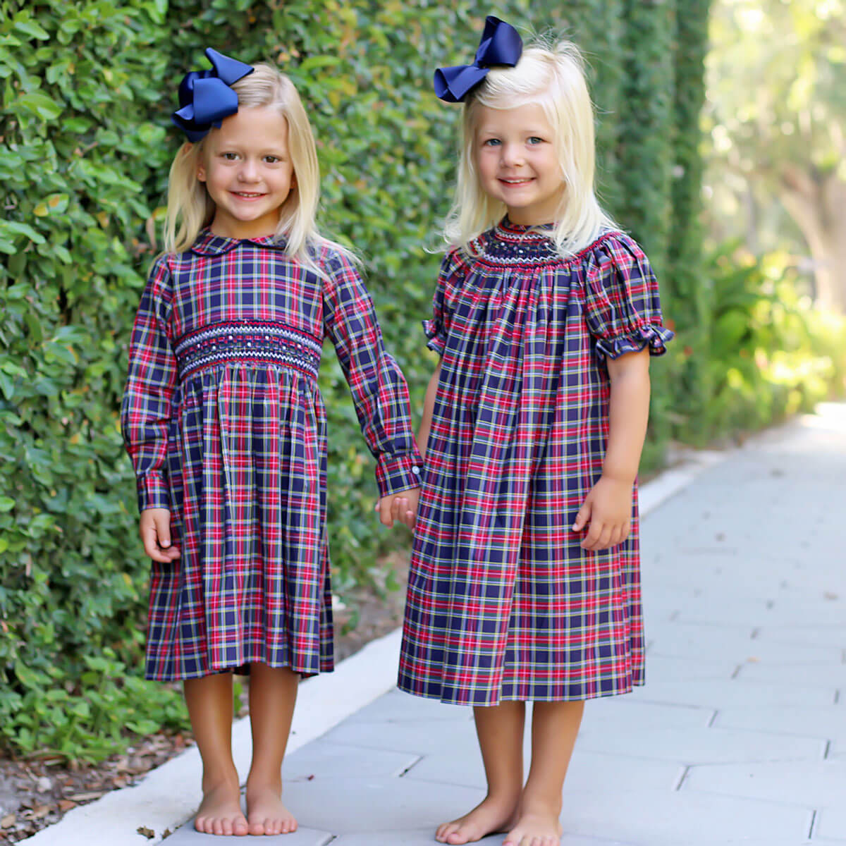 Geometric Smocked Vermont Plaid Bishop Dress