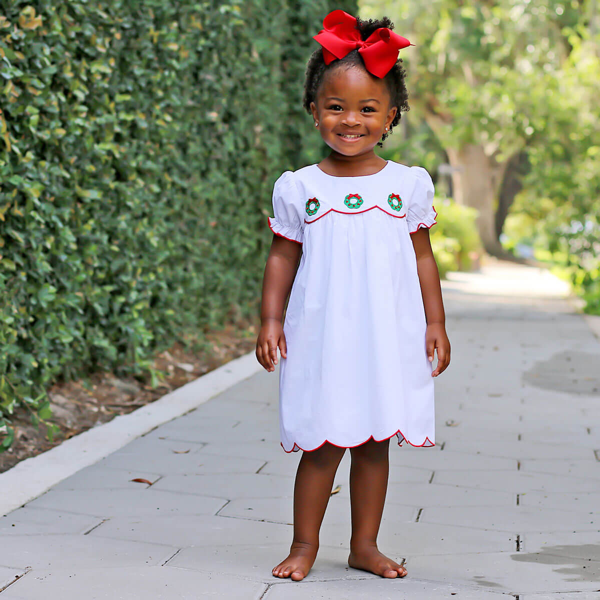 Christmas Wreath White Amelia Dress