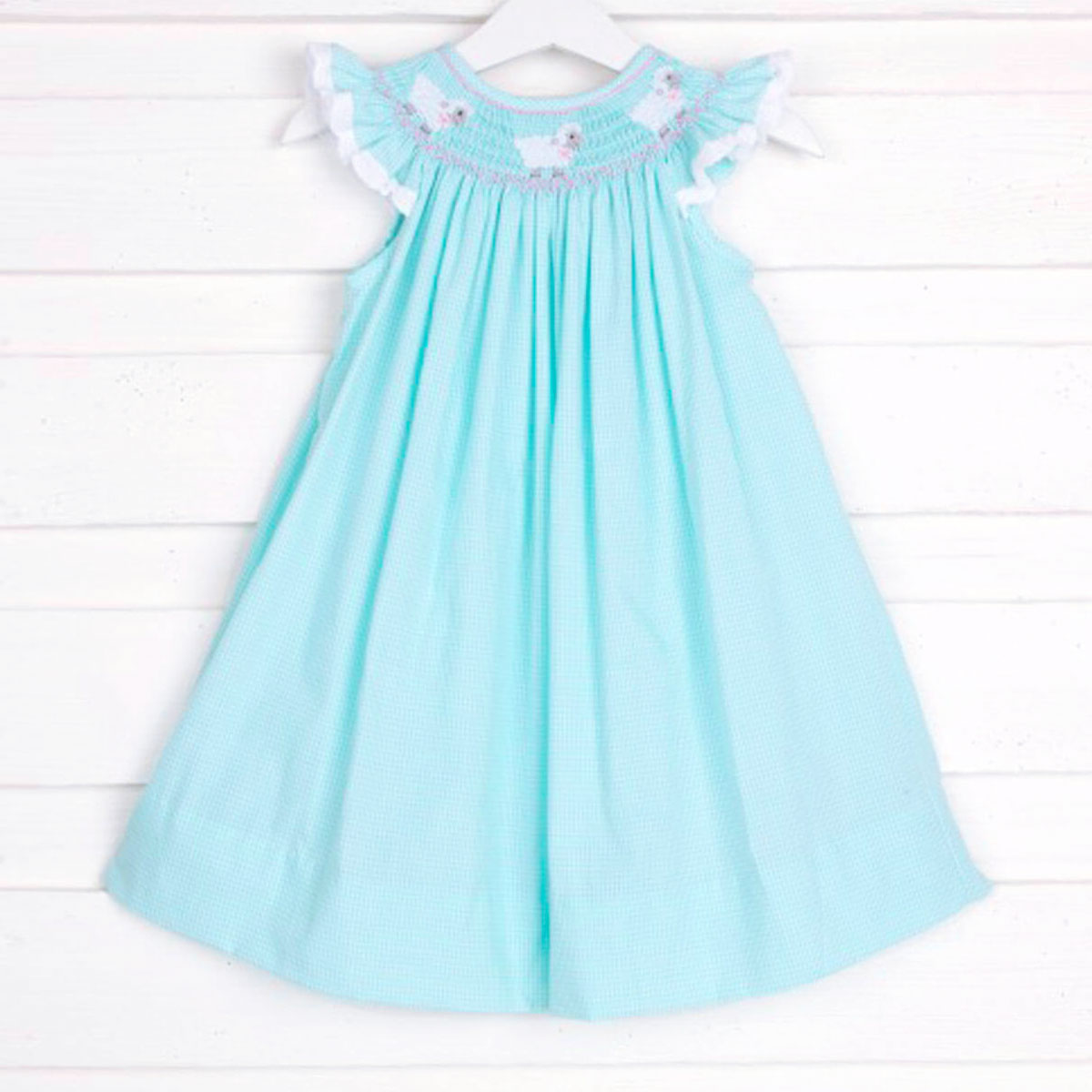 Lamb Smocked Mint Gingham Dress