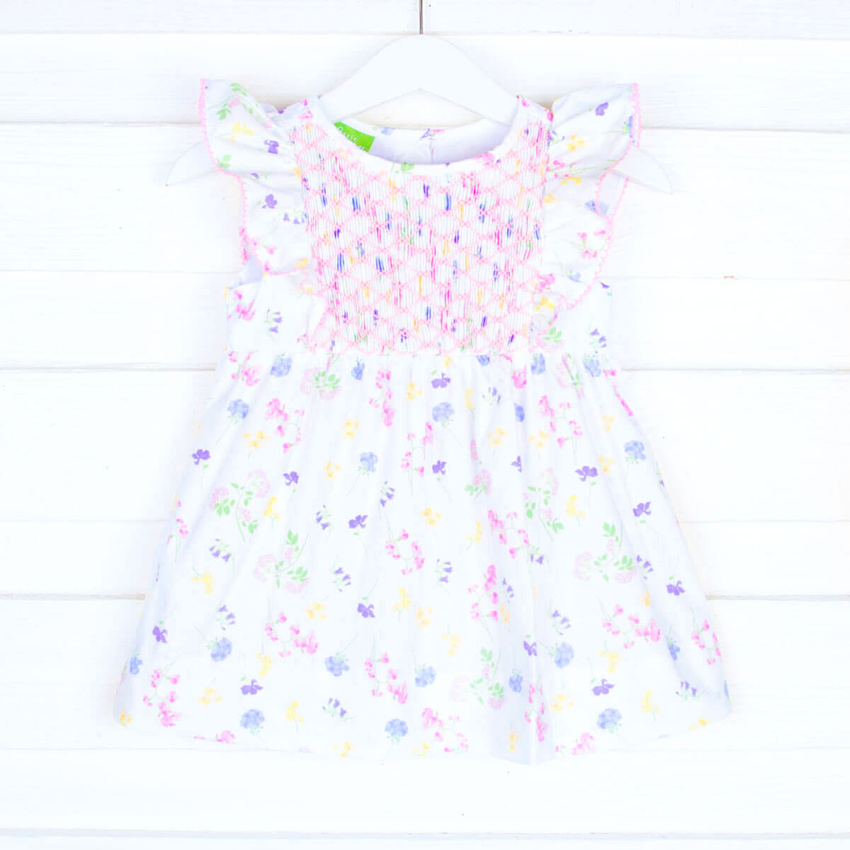 Geometric Bodice Smocked Blooming Dress