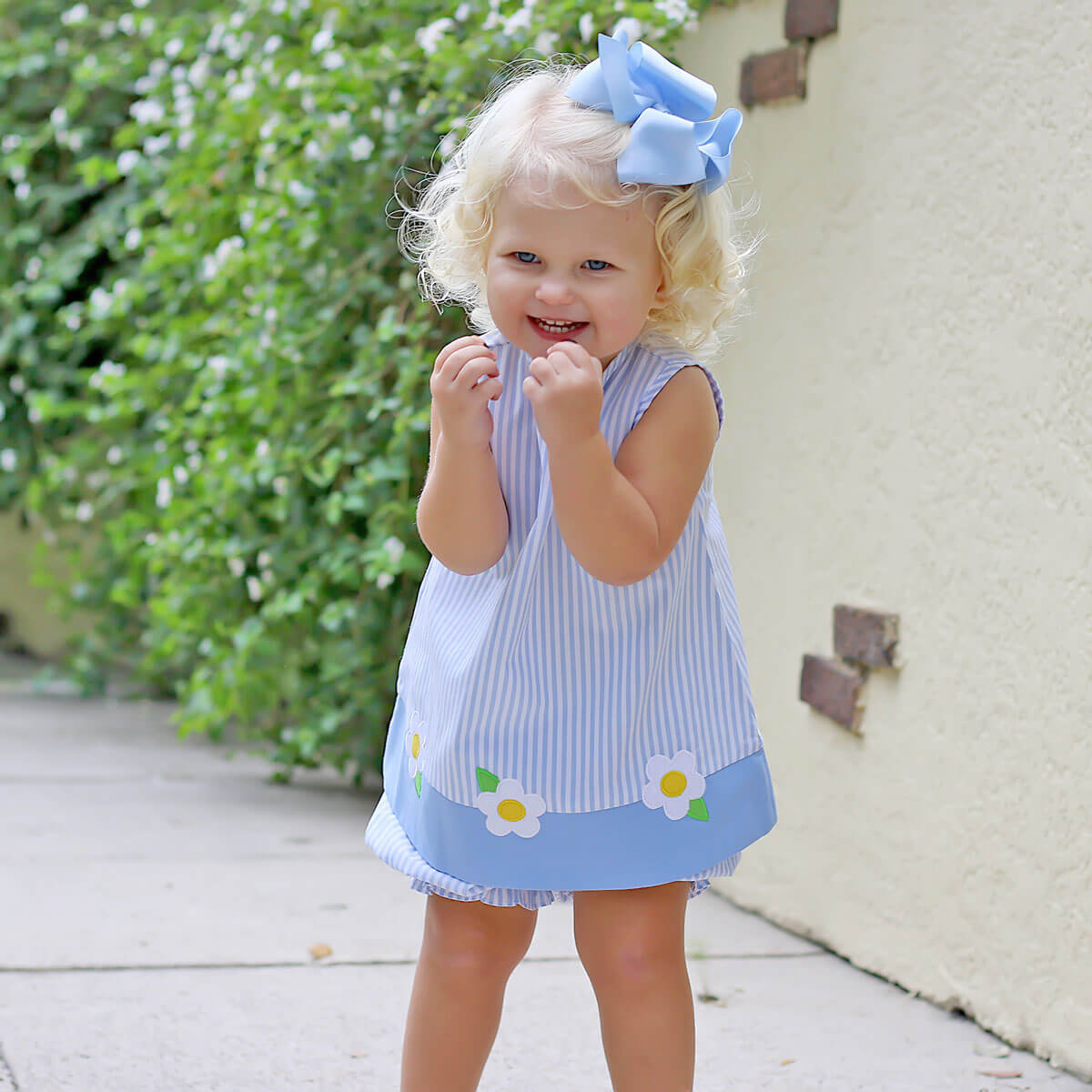 Blue Daisy Stripe Bloomer Set