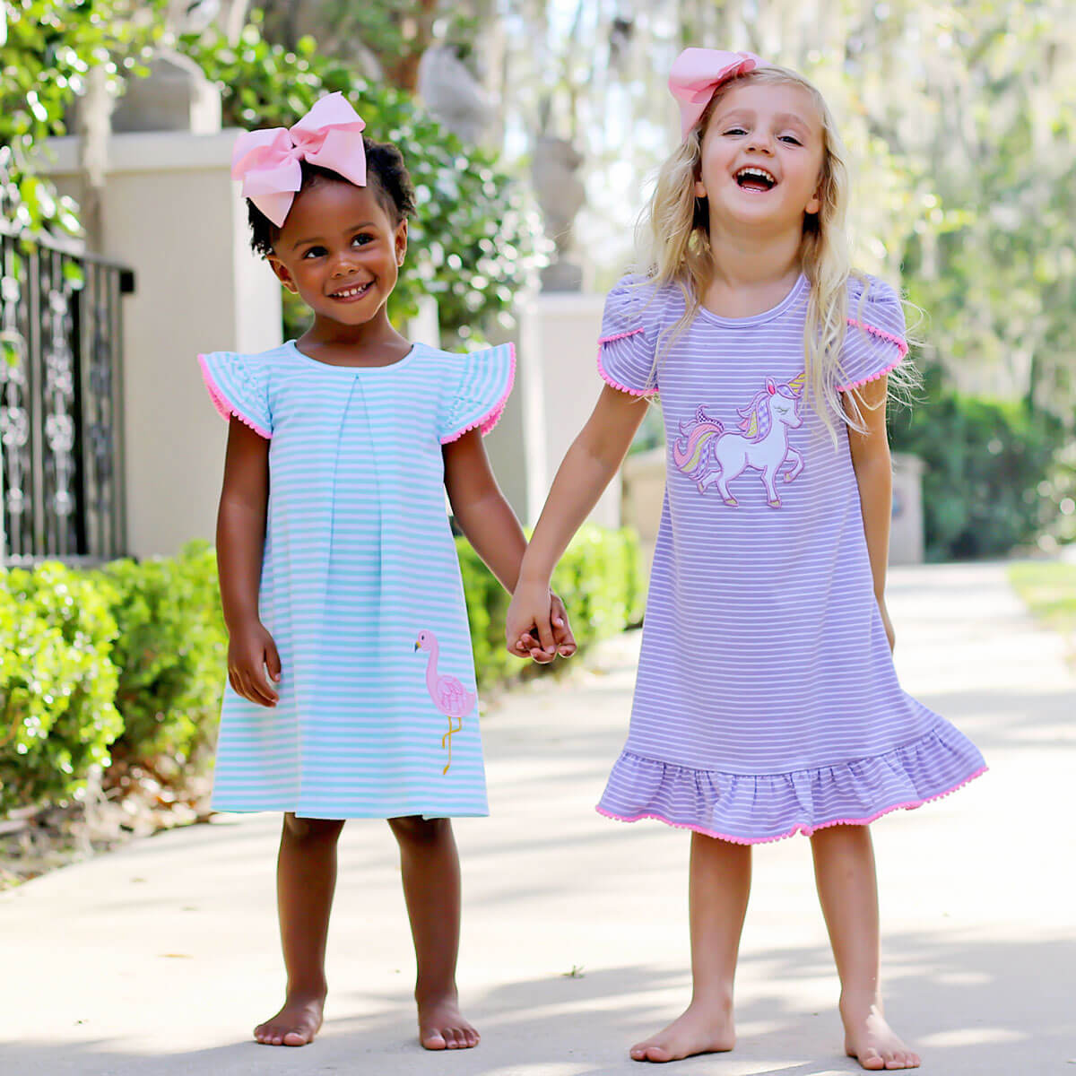 Flamingo Turquoise Stripe Claire Dress