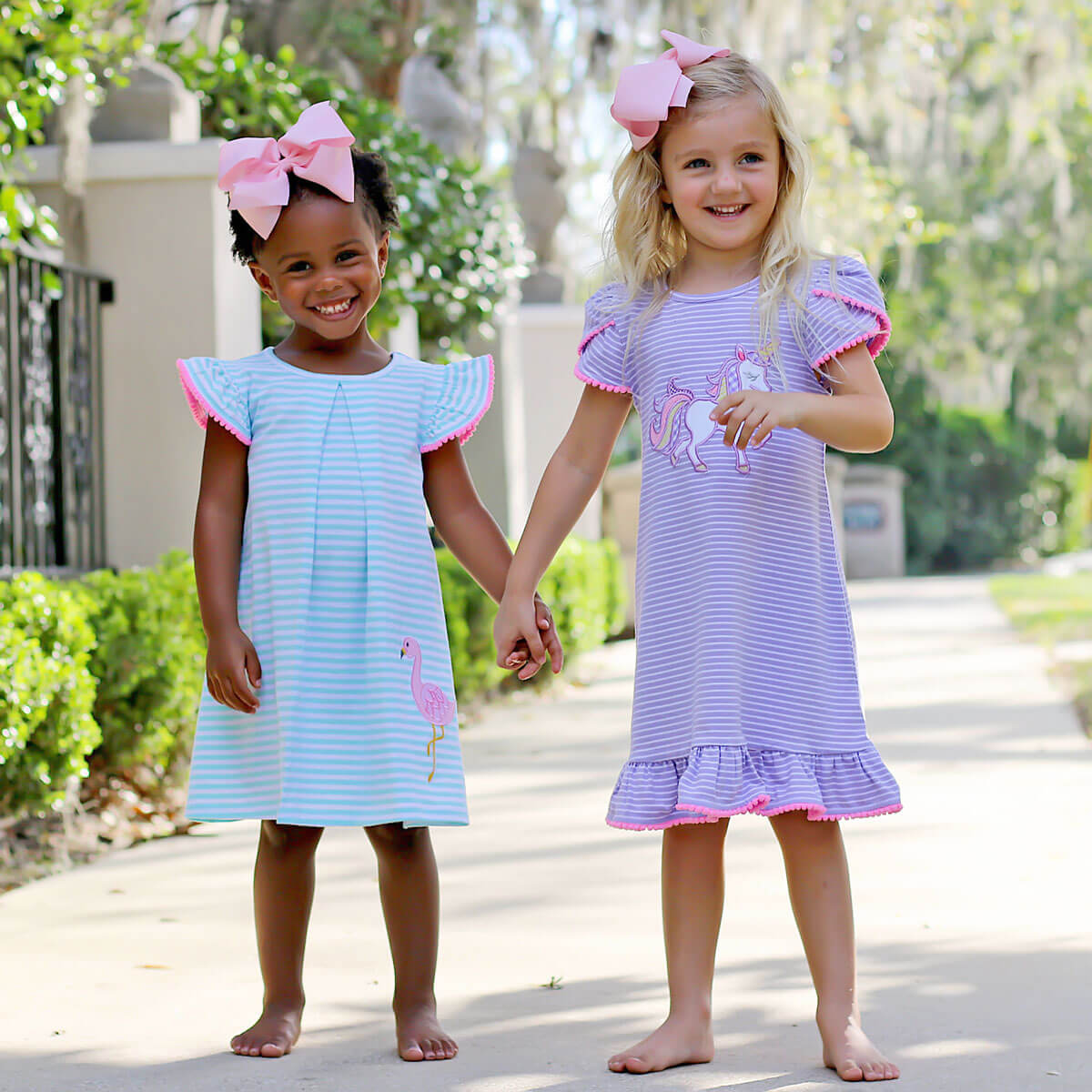 Flamingo Turquoise Stripe Claire Dress