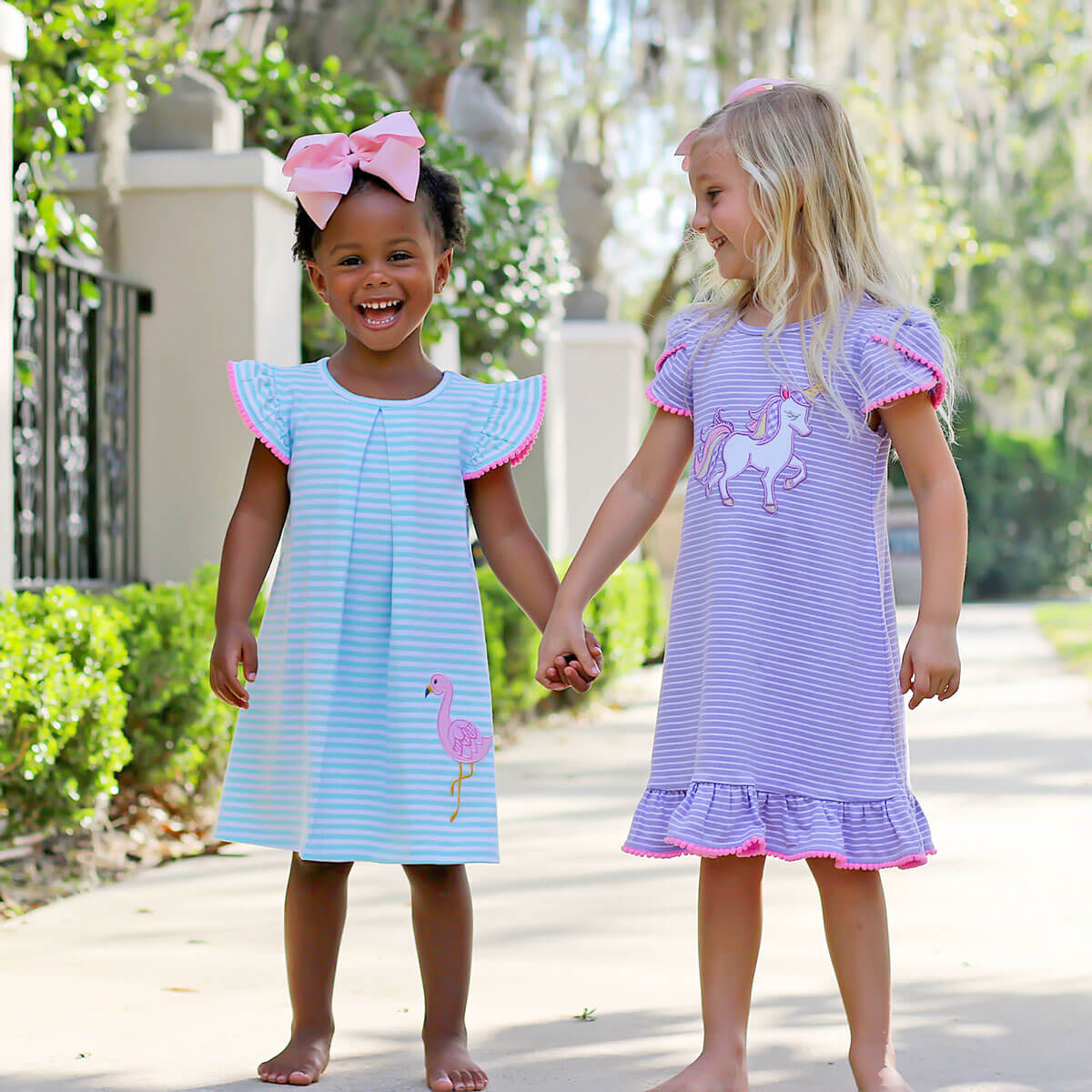 Flamingo Turquoise Stripe Claire Dress