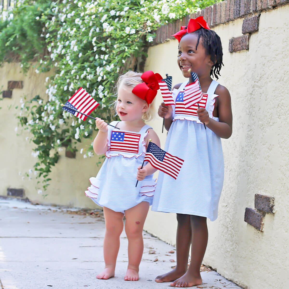 Flag Applique Light Blue Stripe Mia Dress