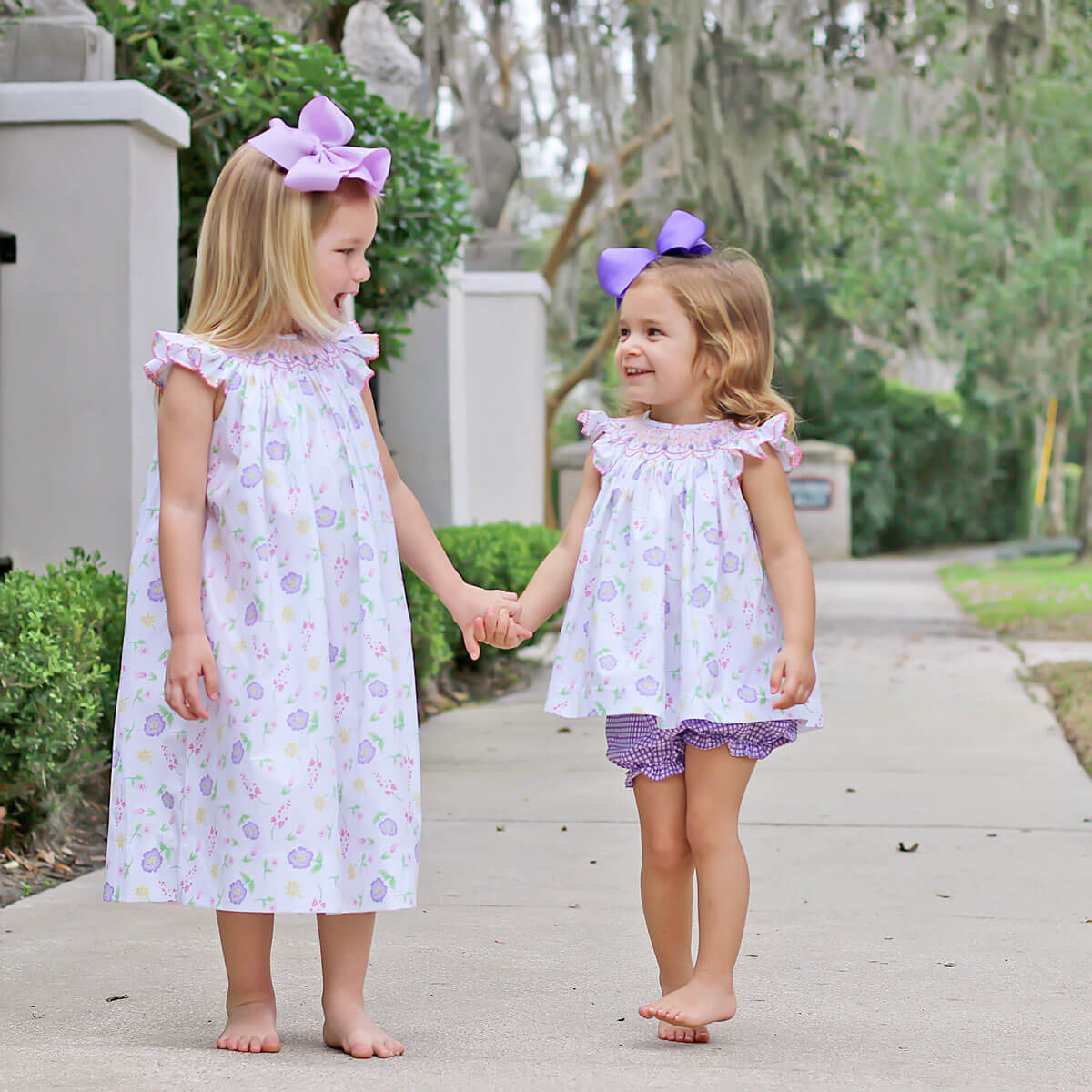 Geometric Smocked Flower Garden Bloomer Set