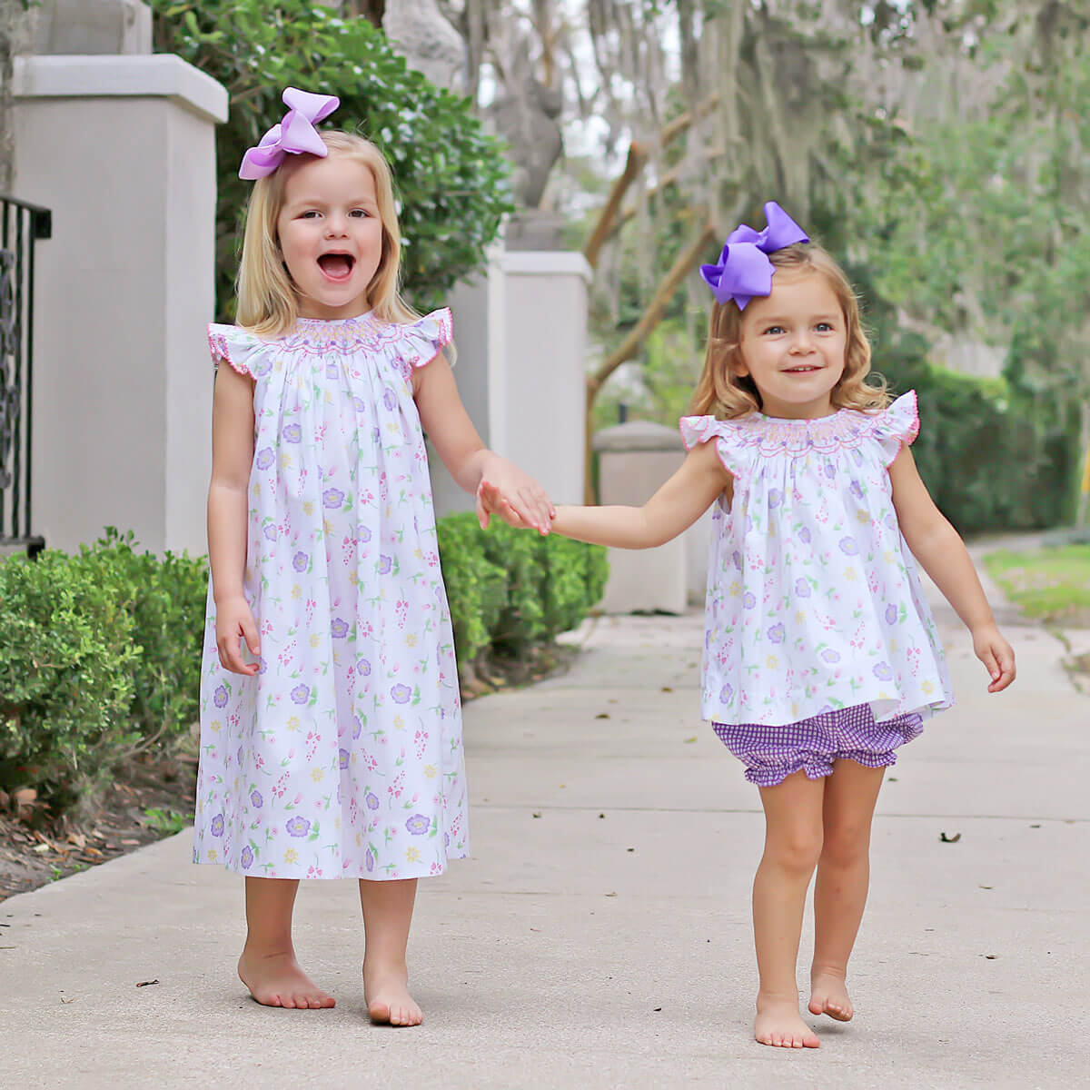 Geometric Smocked Flower Garden Bloomer Set