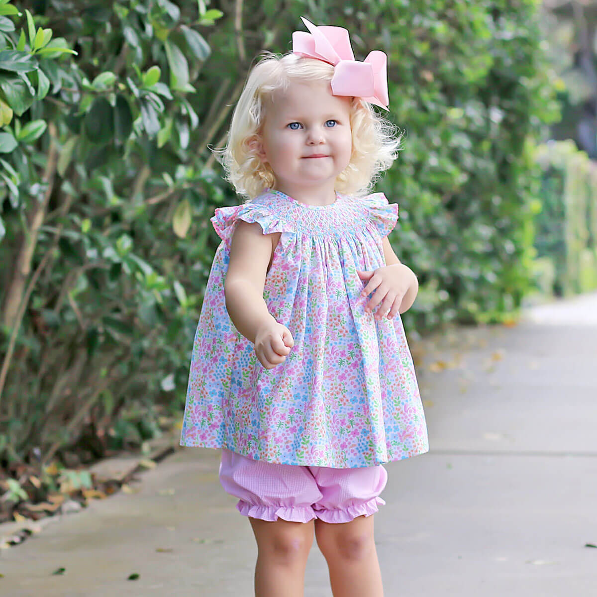 Spring Garden Smocked Bloomer Set