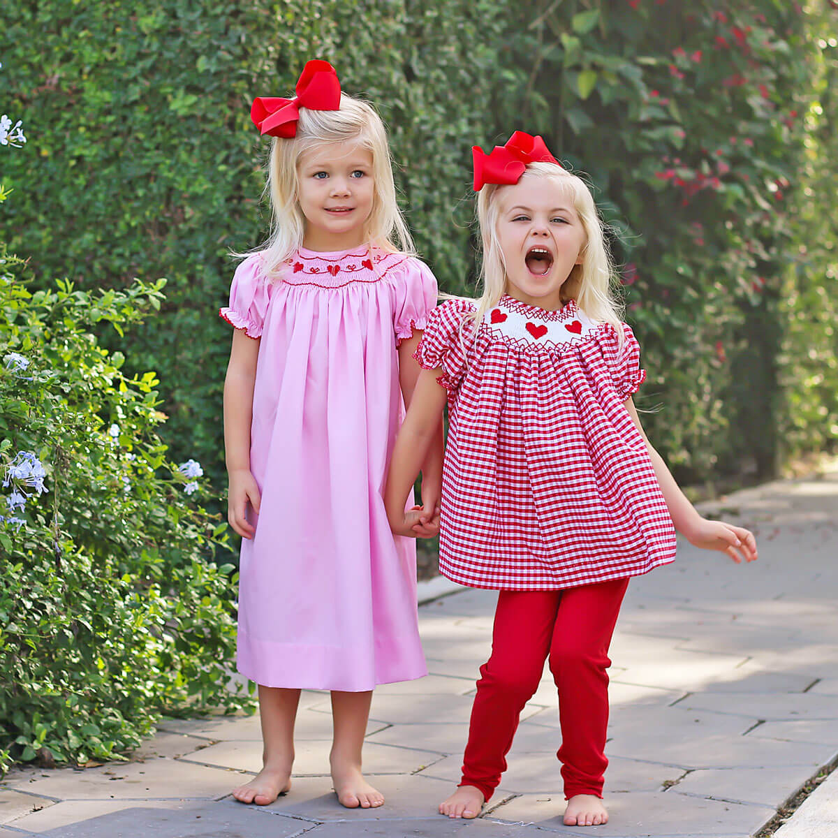 Heart Smocked Red Check Legging Set