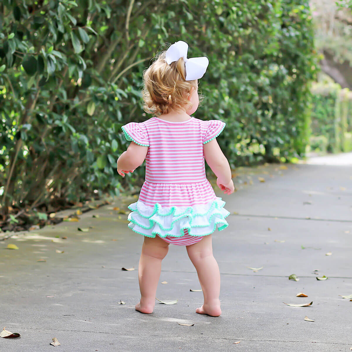 Ice Cream Cone Pink Stripe Ruffle Bubble