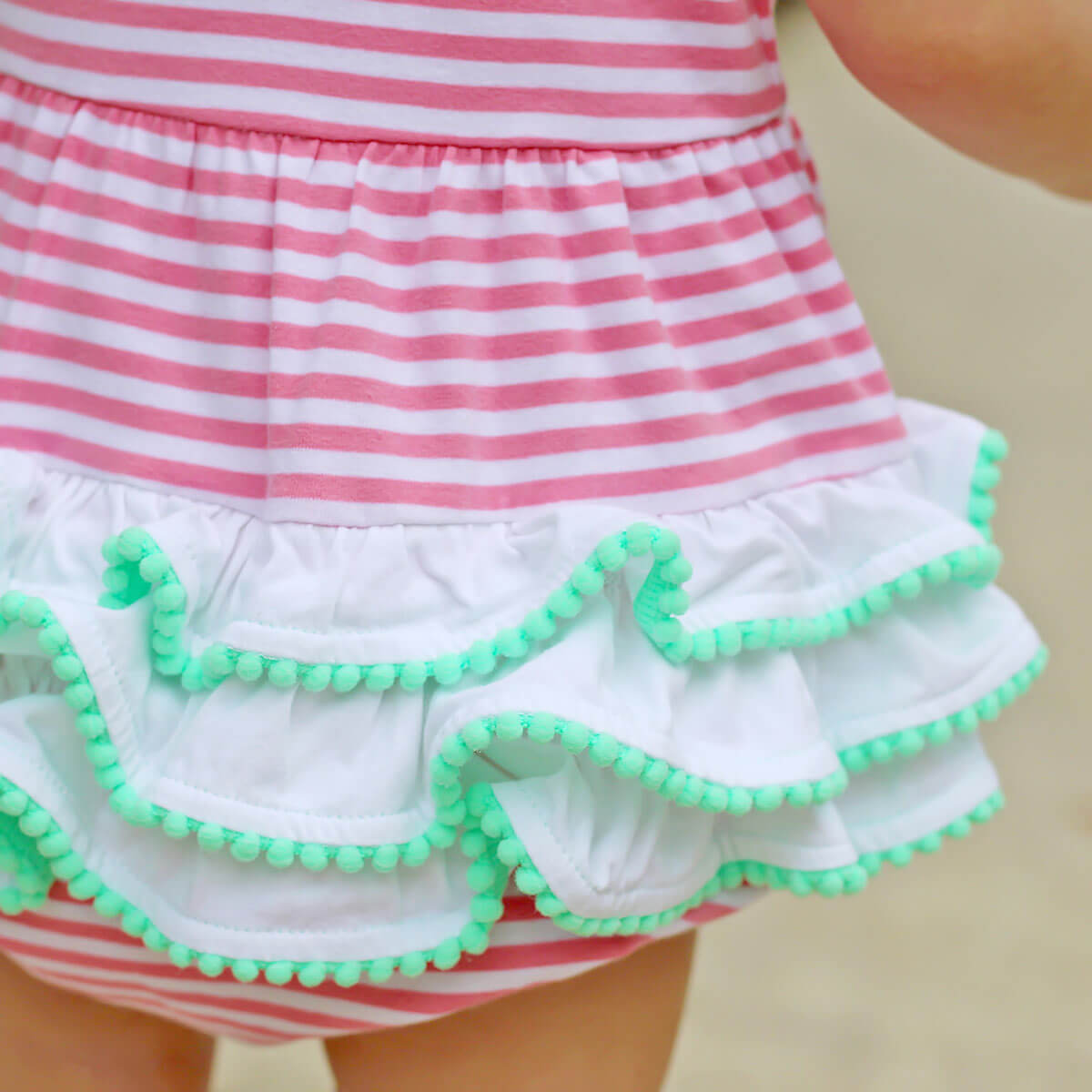 Ice Cream Cone Pink Stripe Ruffle Bubble