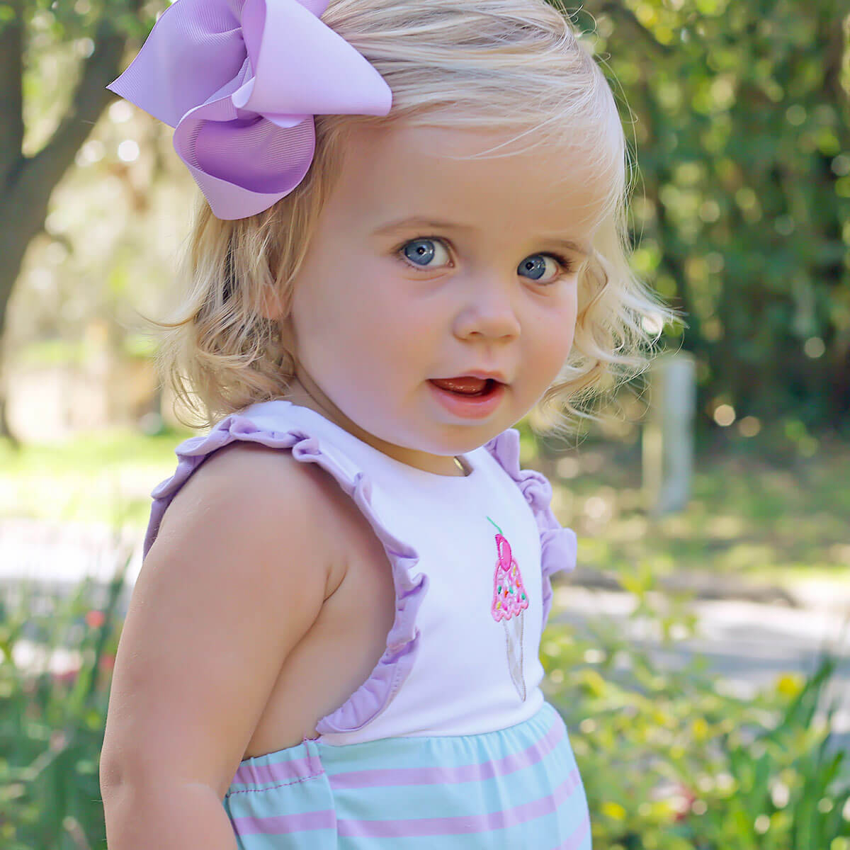 Purple Stripe Knit Ice Cream Bubble