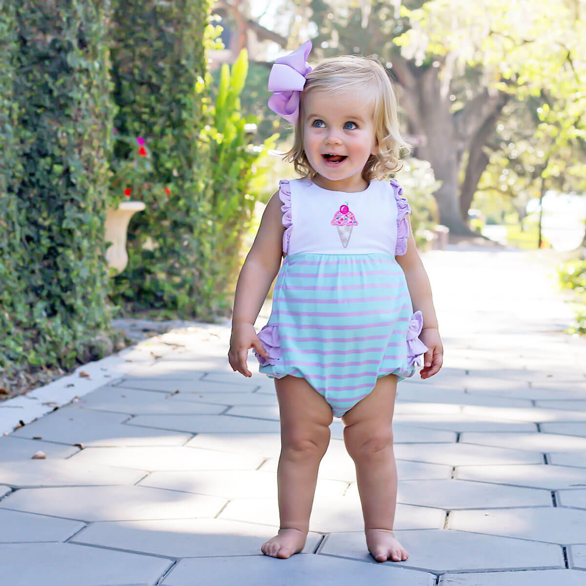 Purple Stripe Knit Ice Cream Bubble