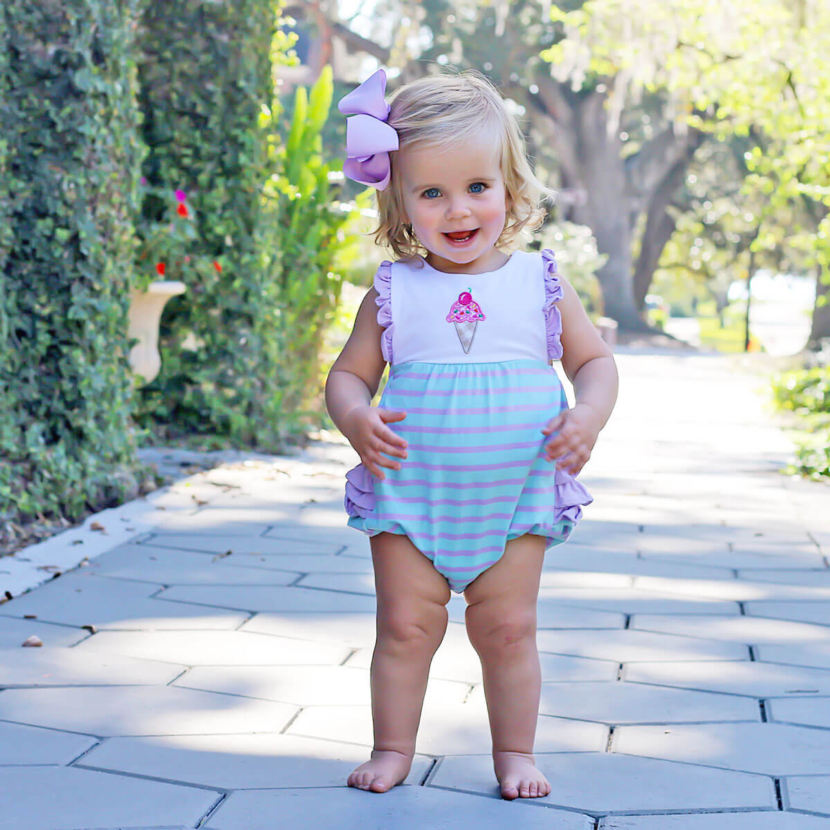Purple Stripe Knit Ice Cream Bubble