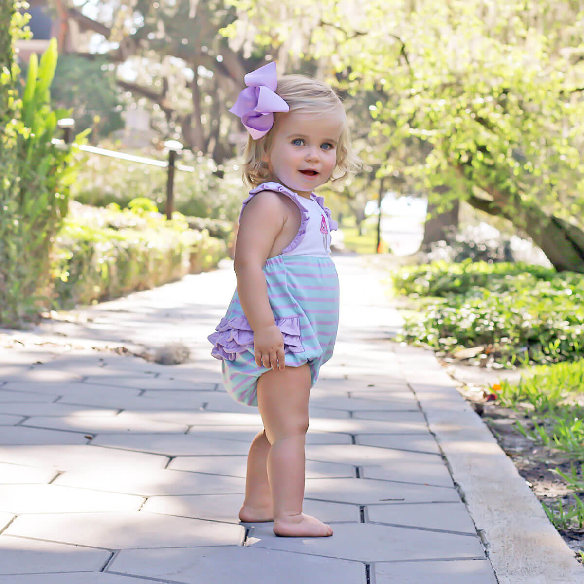 Purple Stripe Knit Ice Cream Bubble