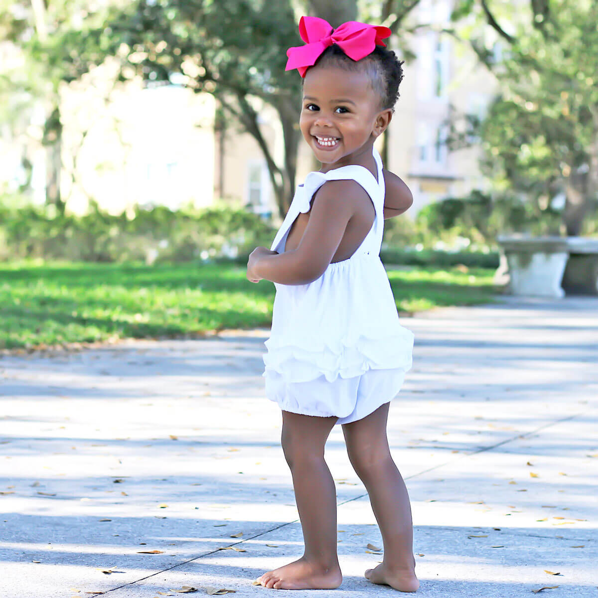 Solid White Knit Ruffle Bubble