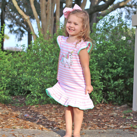 Pink Stripe Unicorn Milly Dress
